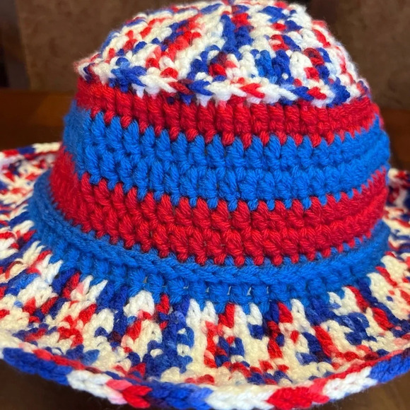 NEW- Handmade Red, White & Blue Bucket Hat for Patriot Day/ Sun Hat. Adult Size - Picture 2 of 13